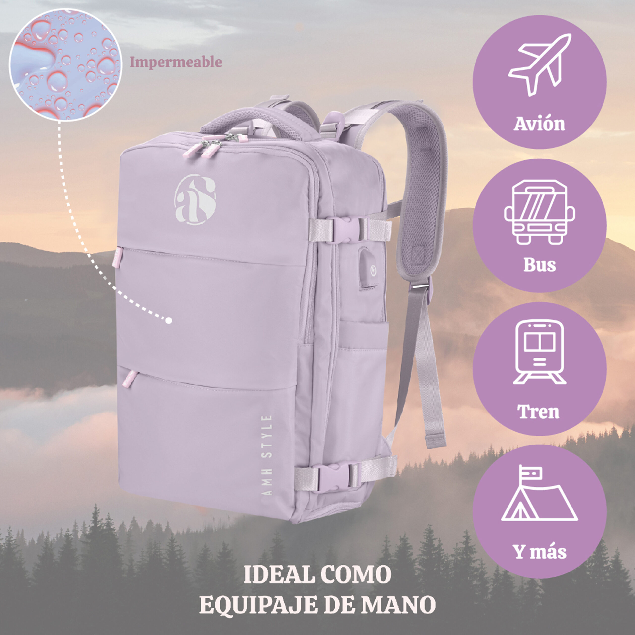 Mochila de Viaje Lila